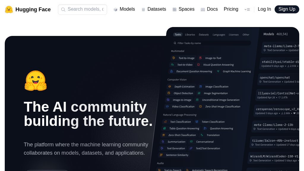 Hugging Face Captura de pantalla