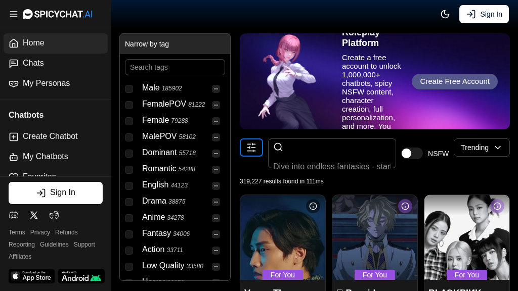 SpicyChat AI Capture d'écran